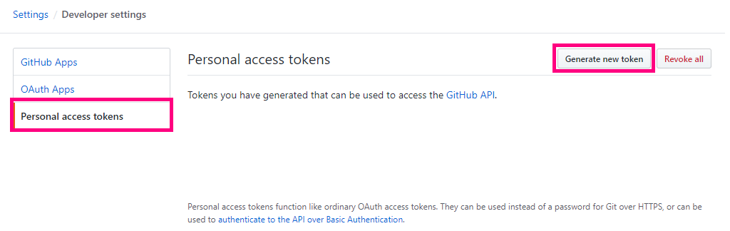 Personal access tokens