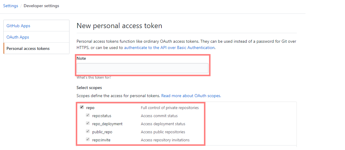 Personal access tokens